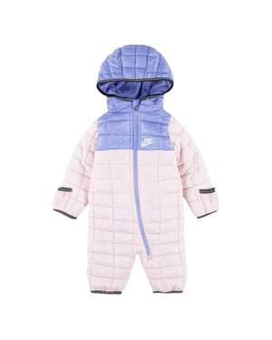 Nike Baby-sneeuwpak met capuchon, lange mouwen en geruit patroon (Roze schuim)