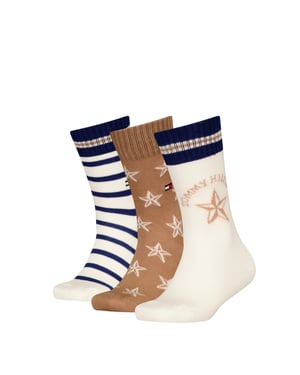 Tommy Hilfiger Kinderen Geribbelde Crew Sokken (Verpakking van 3) (khaki)