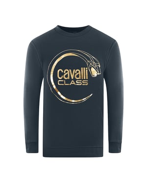 Cavalli Class Piercing Slang Logo Donkerblauwe Sweatshirt
