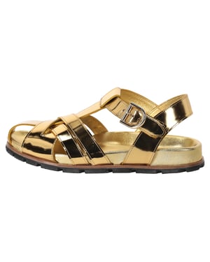 Dries Van Noten visserssandalen in metallic goudkleurig leer