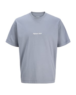 Jack & Jones polo 100% katoen lichtblauw met witte tekst