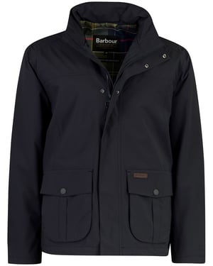 Windjack Barbour donkerblauw knopen waterafstotend capuchon