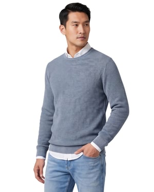 trui met textuur Casa Moda blauw ronde hals