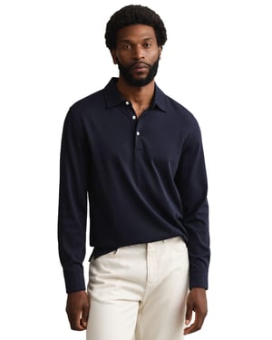 polo Gant donkerblauw  3-knoops