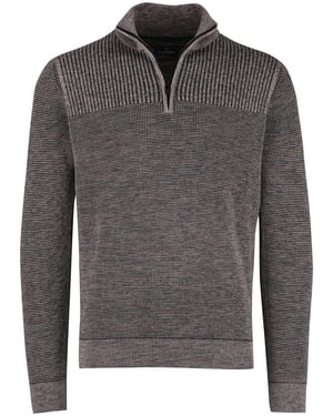 Half zip trui Casa Moda grijs structuur