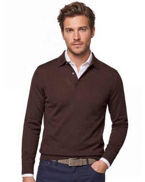 Polo bruin Profuomo normale fit 3 knoopjes