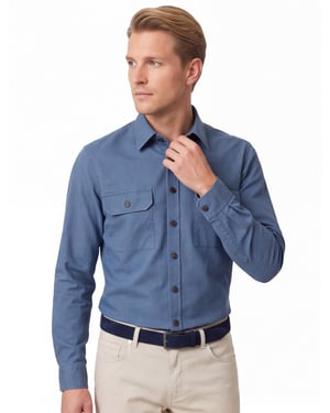 Casa Moda Casual Fit overshirt blauw wijde fit katoen