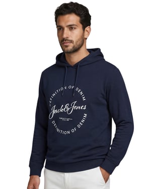 Hoodie Jack & Jones Plus Size donkerblauw opdruk