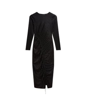 Ted Baker Sherlay Jacquard T Bodycon Geplooide Zwarte Jurk
