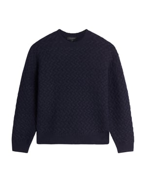 Ted Baker Morlea Horizontal Cable Relaxed Fit Navy Jumper