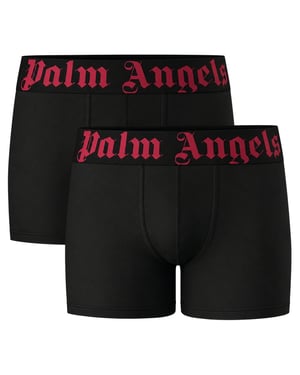 Palm Angels Boxershorts (twee Stuks) Met Contrasterend Logo, Zwart