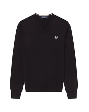 Fred Perry Klassieke V-hals Zwarte Trui