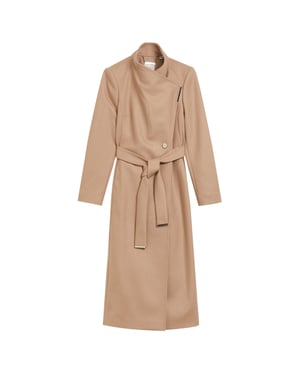 Ted Baker Rosell Lange Wollen Camelkleurige Wikkeljas