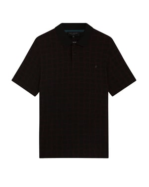 Ted Baker Eduard Square Jacquard Zwarte Poloshirt
