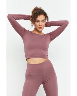 Slim-Fit Lange Mouwen Crop Top