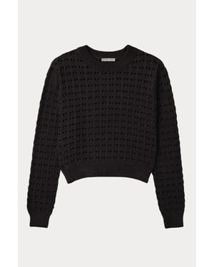 Gelaagd Gebreid Relaxed Crop Sweater met Ronde Hals