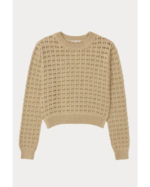 Gelaagd Gebreid Relaxed Crop Sweater met Ronde Hals