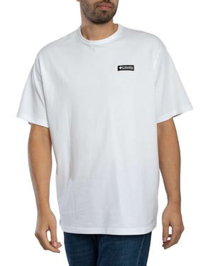 Columbia Zwaar Uitgevoerd T-Shirt Met Grafische Print Op De Achterkant, Comfortabele Pasvorm, Wit