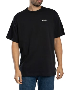 Columbia Zwaar Uitgevoerd T-Shirt Met Grafische Print Op De Achterkant, Comfortabele Pasvorm, Zwart