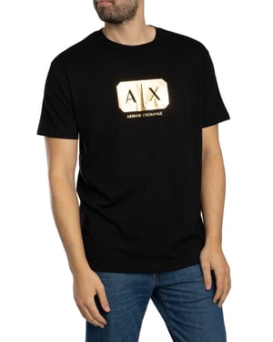 Armani Exchange Logo Grafische T-Shirt, Zwart