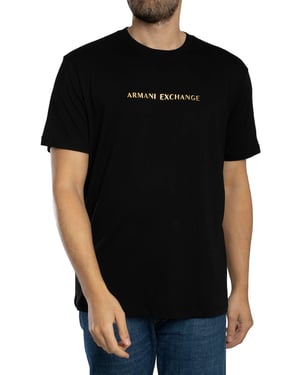 Armani Exchange T-Shirt Met Middenlogo, Zwart