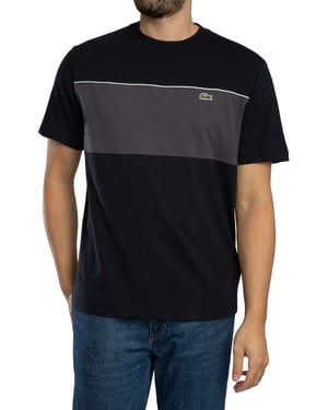 Lacoste Katoenen T-Shirt Met Kleurblokken, Zwart