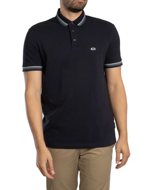 Armani Exchange Slim Fit Poloshirt Met Gestreepte Kraag, Blauw