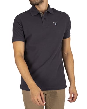 Barbour Piqué Poloshirt Met Schotse Ruit, Blauw