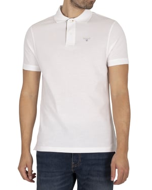 Barbour Piqué Poloshirt Met Schotse Ruit, Wit
