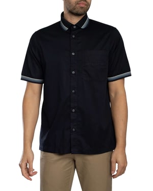 Armani Exchange Shirt Met Logo Op De Borstzak En Korte Mouwen, Blauw