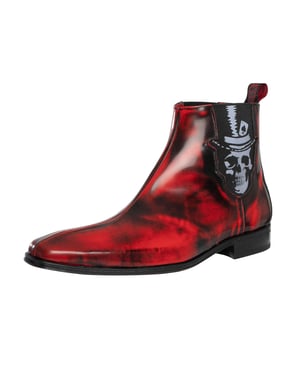 Jeffery West Chelsea-Laarzen Van Gepolijst Leer Met Schedel, Rood