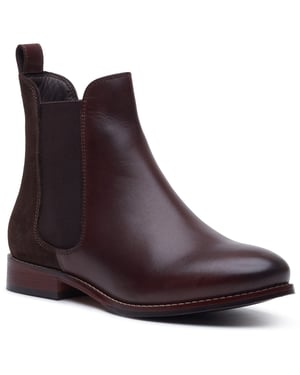 Hush Puppies Colette Leren Dames Chocolade Brede Pasvorm Platte Chelsea Boots