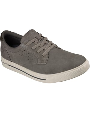 Skechers Arch Fit Solano 2.0 Rey Leren Heren Grijze Veterschoenen