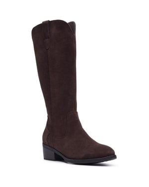 Hush Puppies Isabella Lange Suède Dames Chocolade Winter Knie Hoge Laarzen
