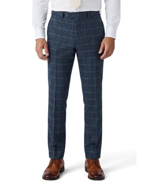 Marineblauwe tweedbroek voor heren met visgraatmotief - Harris