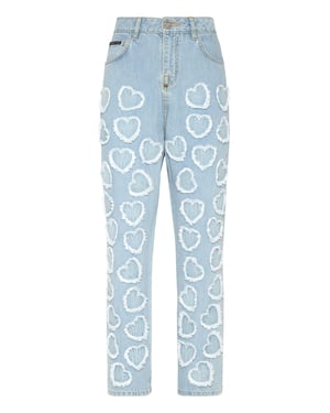 Denim Broek Met Loose Fit Heart