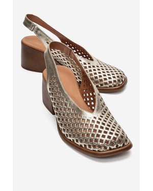 Monvera Blokhak Leren Slingback Sandaal