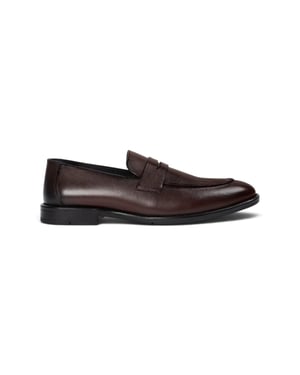 Paul Andrew heren penny loafers van bruin leer met moc toe-neus - Ted