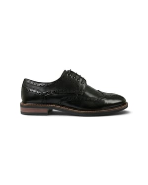 John White herenschoenen, zwarte leren wingtip brogues met vetersluiting - Stokes