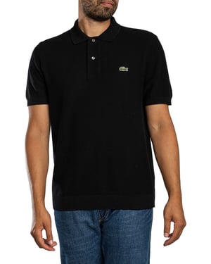 Lacoste Gebreid Poloshirt Met Logo, Zwart
