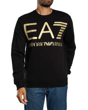 EA7 Sweatshirt Met Groot Logo En Grafische Print, Zwart
