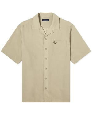 Fred Perry Getextureerd Lichtgewicht Warmgrijs Vakantiehemd