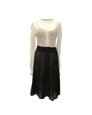Chanel Bicolor Kant Midi Jurk in Zwarte Wol