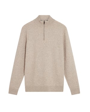 Ted Baker Kurnle T-steek Gebreide Camelkleurige Trui Met Halve Rits