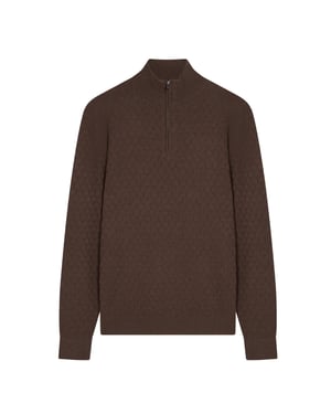 Ted Baker Kurnle T-steek Gebreide Trui Met Halve Rits, Bruin