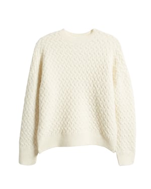 Ted Baker Morlea Horizontale Kabeltrui Met Ronde Hals In Ivoorkleur
