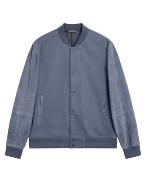 Ted Baker Liams Bomberjack Van Katoenen Twill En Suède In Blauw