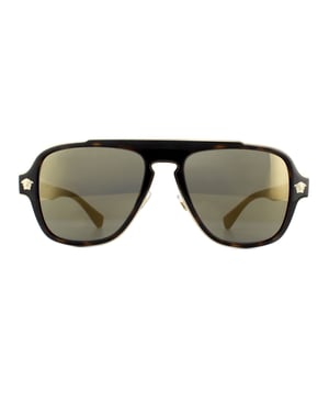 Versace Zonnebril VE2199 12524T Donker Havana Donker Grijs Mirror Goud