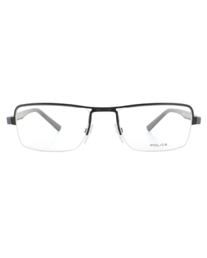 Police Half Rimless Glanzend Zwarte Heren Brilmonturen