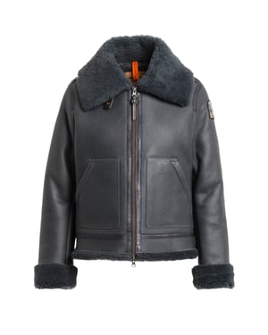 Parajumpers Gialean Special Phantom Donkergrijze Leren Jas